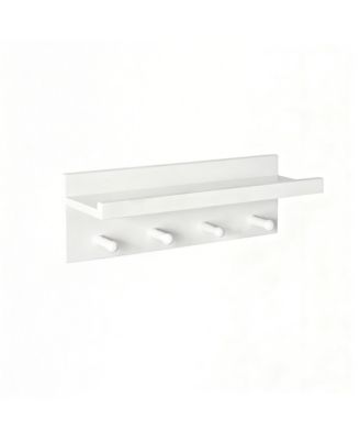 YIGII Solid Wood Wall Hook Shelf for Bathroom/Kitchen, Easy Install, Multi-Use