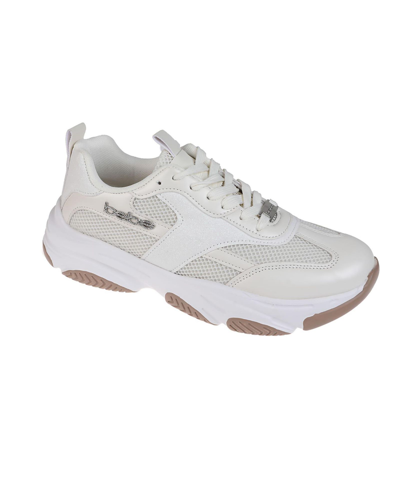 bebe Women's Sneaker with Chunky Outsole and Mixed Material Upper