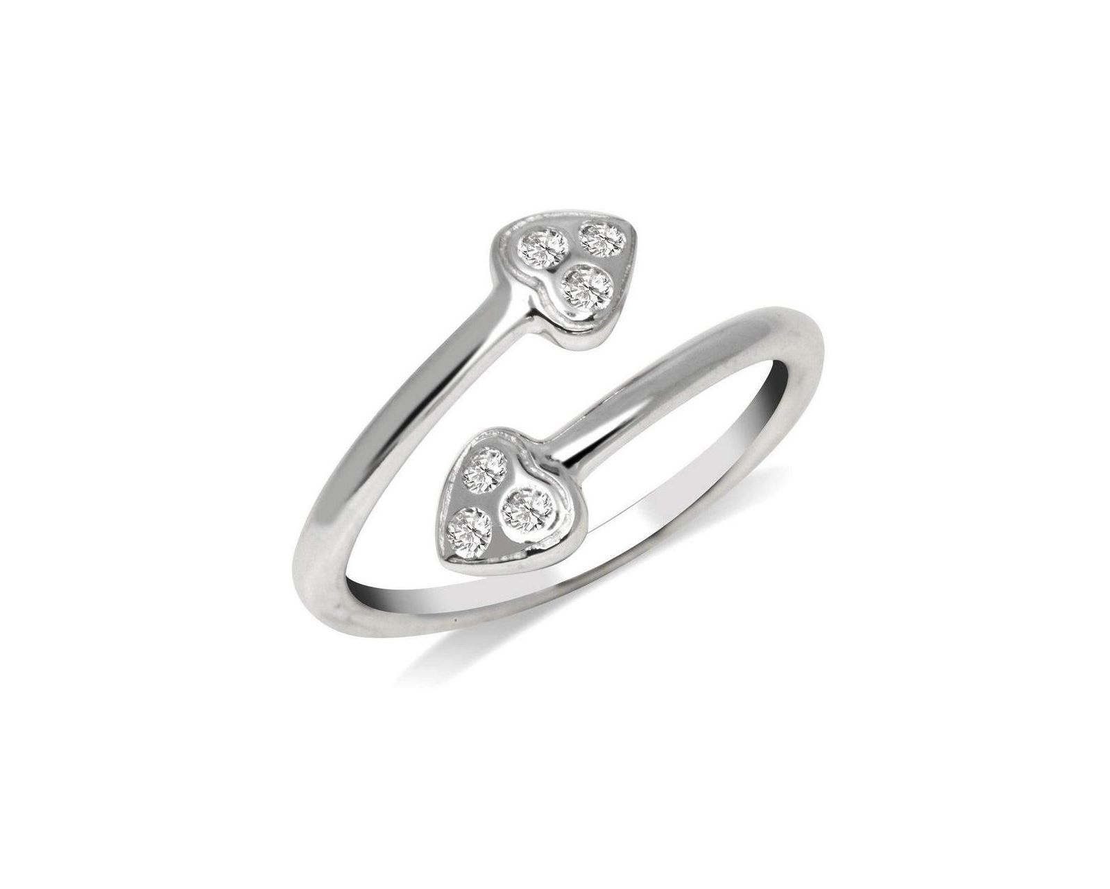 Curata Jewelry кольцо на палец с 10K Gold и фианитами в форме сердца