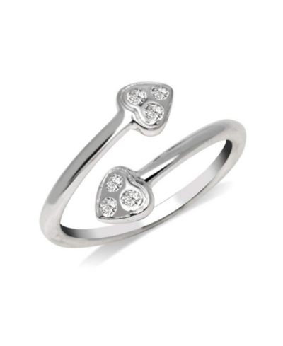 Curata Jewelry Solid 10K Gold Cubic Zirconia Cubic Love Heart Bypass toe ring
