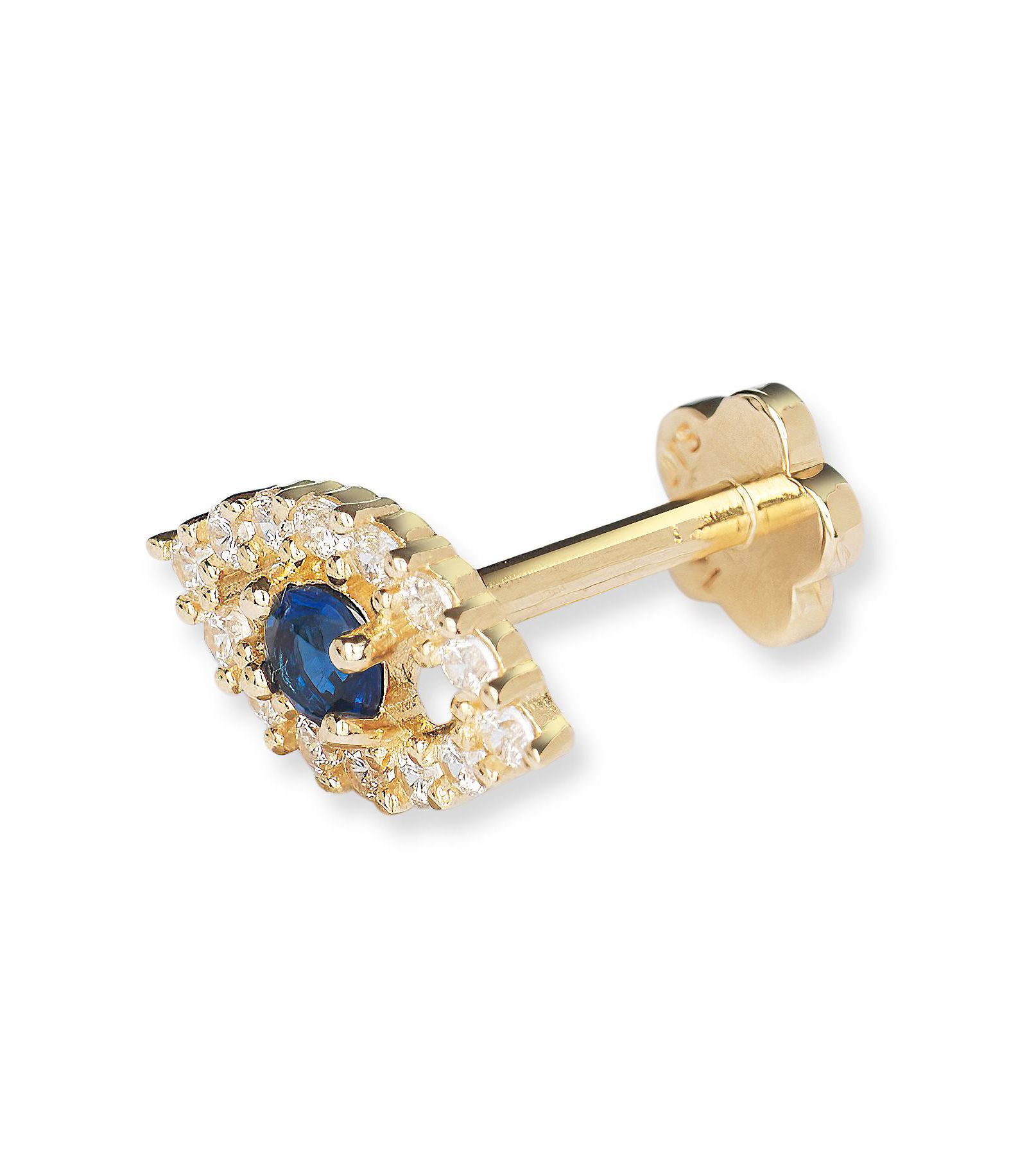 Curata Jewelry Solid 14k Yellow Gold 18G Cubic Zirconia Evil Eye Cartilage Labret Piercing