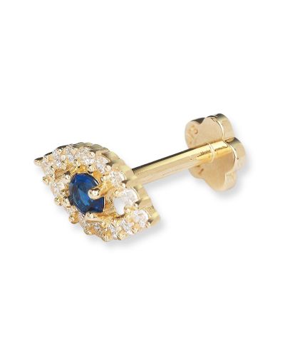 Curata Jewelry Solid 14k Yellow Gold 18G Cubic Zirconia Evil Eye Cartilage Labret Piercing