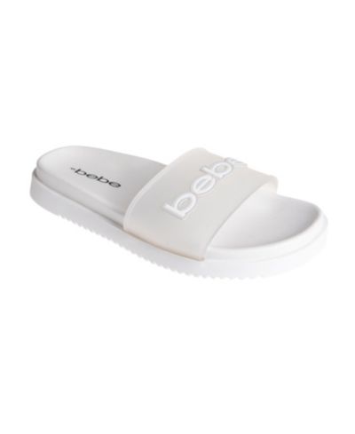 bebe Women's Sandal with Translucent Upper and Rubber Logo Patch