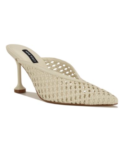 Nine West Women's Grasso Woven Tapered Heel Dress Mules