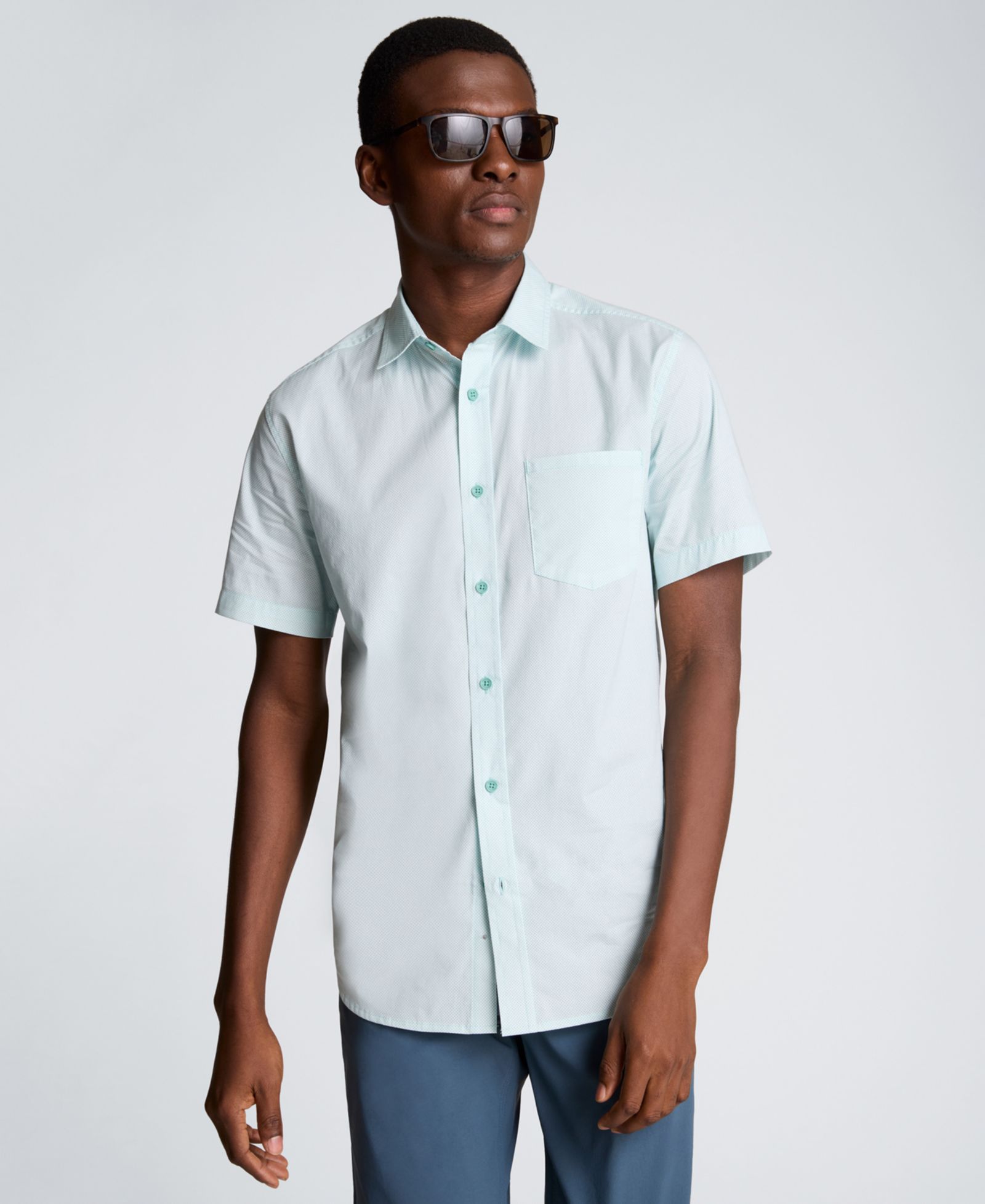 Kenneth Cole Мужская рубашка Slim-Fit с коротким рукавом
