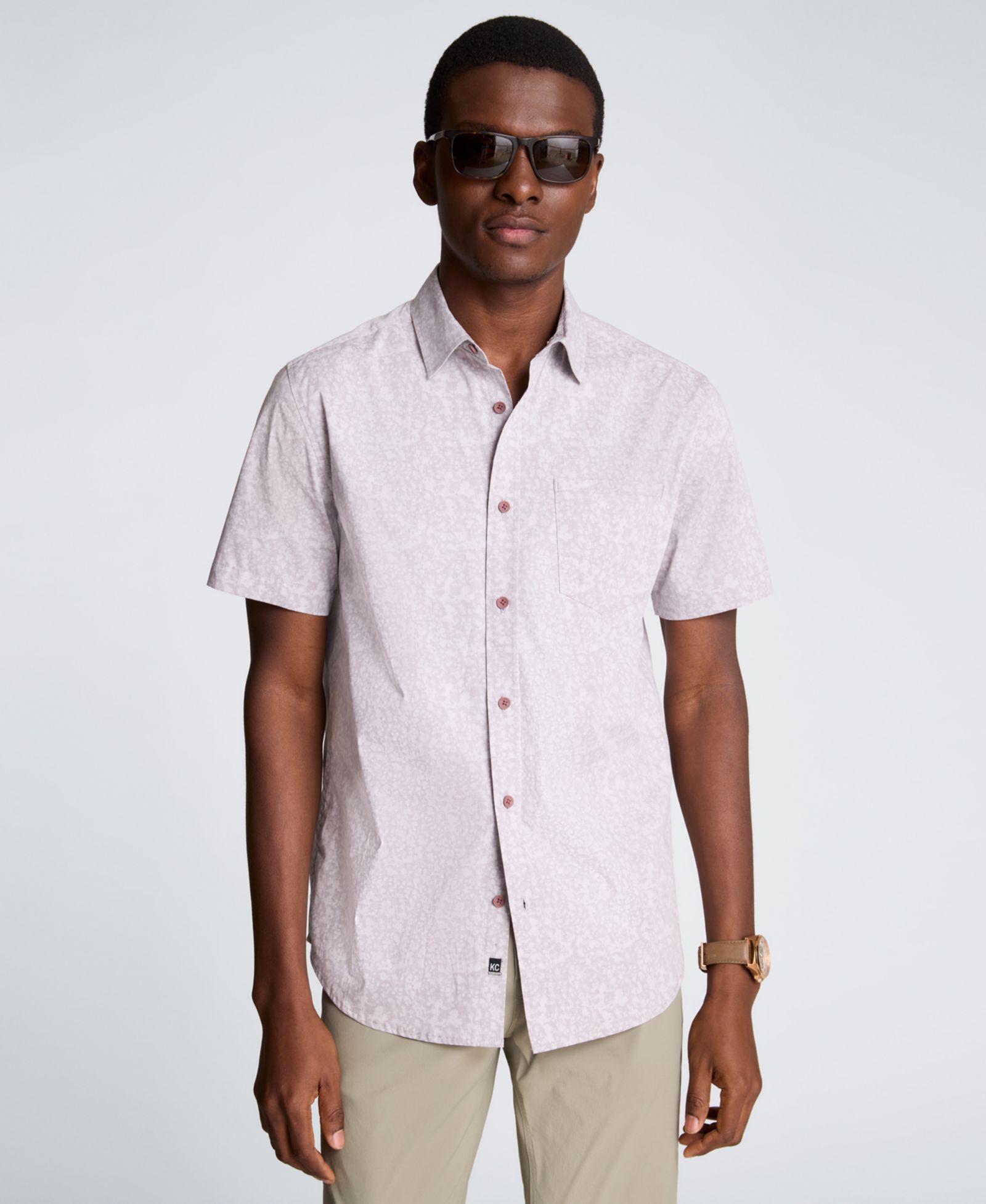 Kenneth Cole Men's Short-Sleeve Printed Slim-Fit Shirt