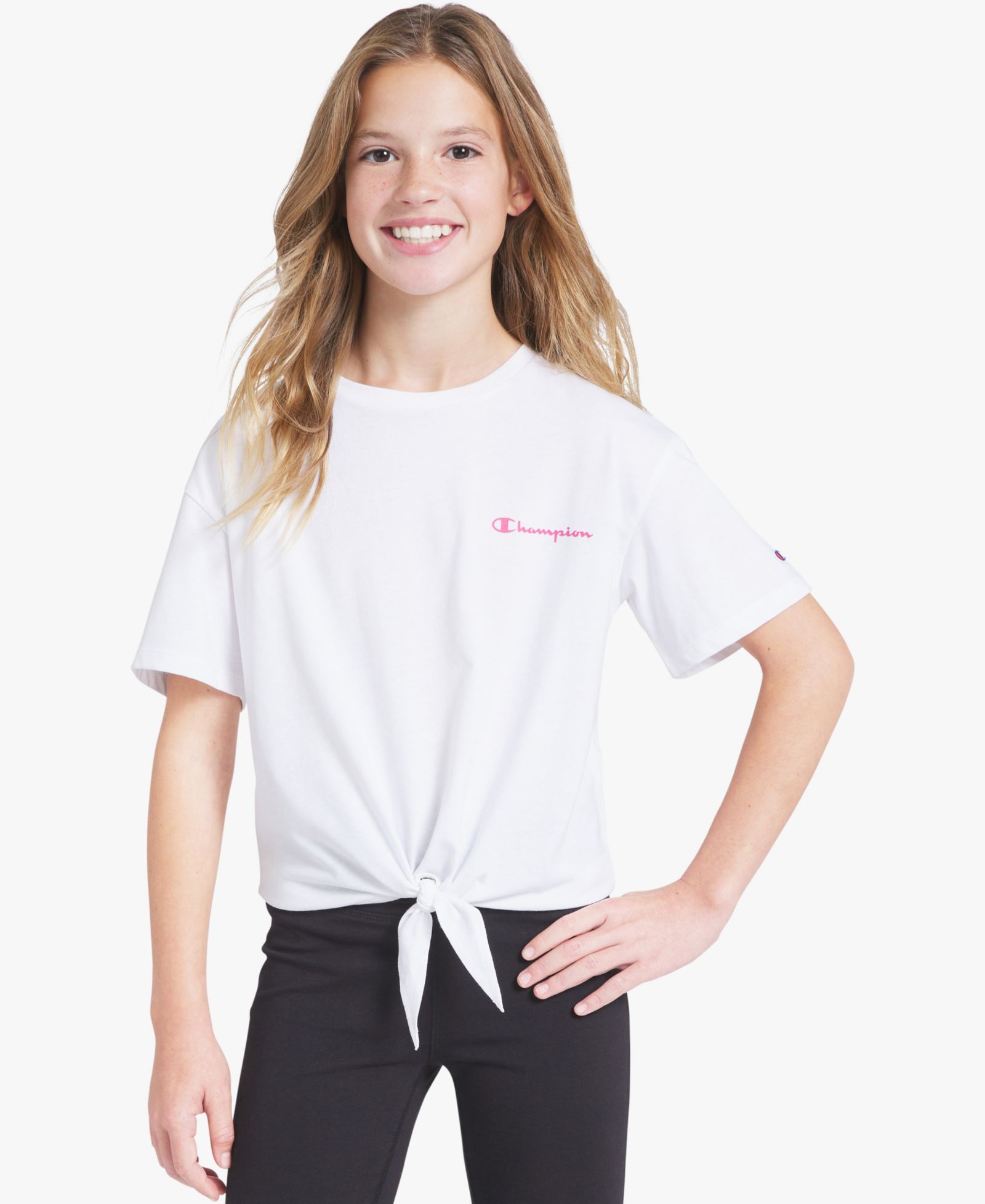 Champion Girls' 7-16 Tie-Front Short-Sleeve Tee Shirt
