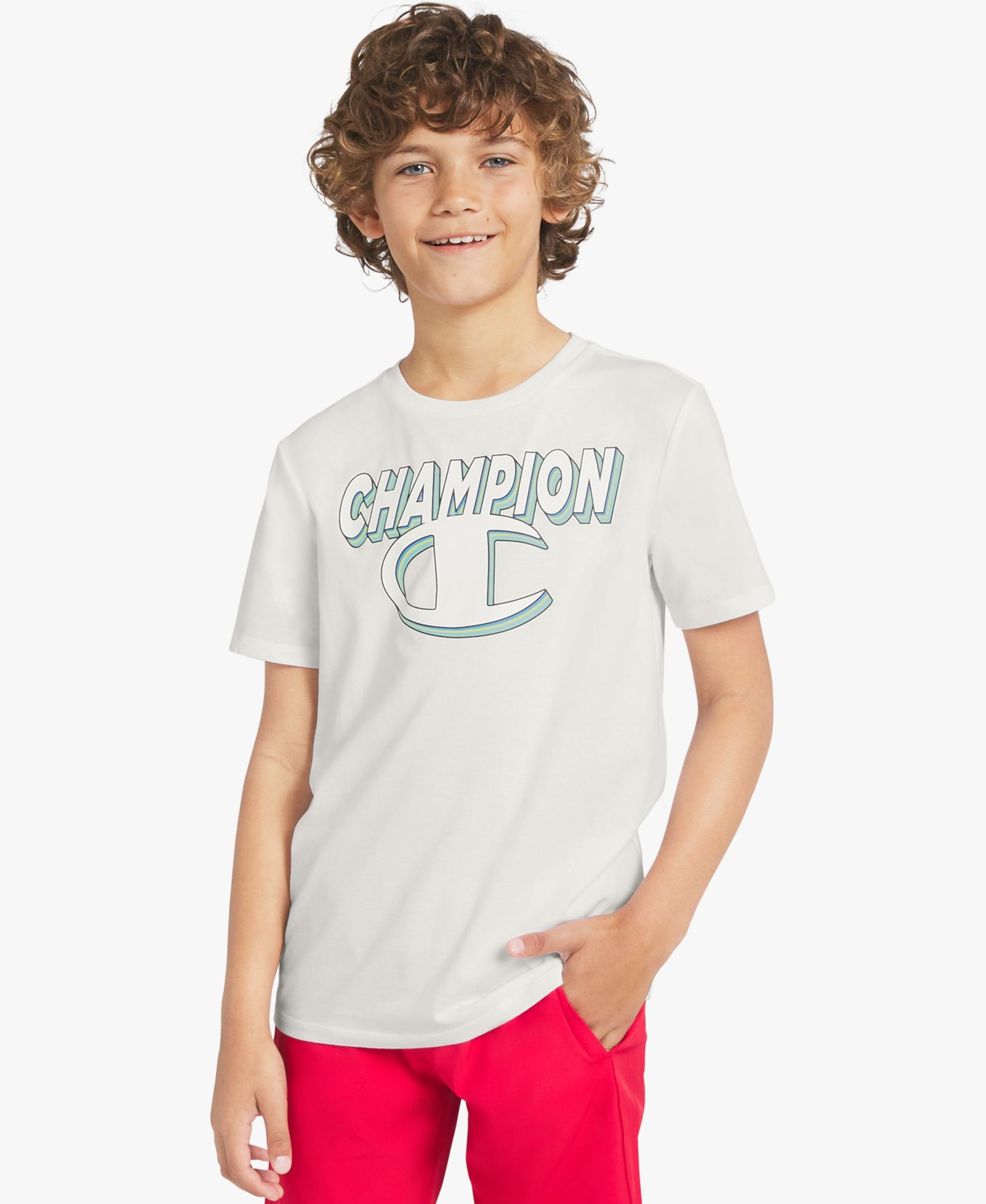 Champion Big Boys' Short-Sleeve Round Neck Graphic T-Shirt