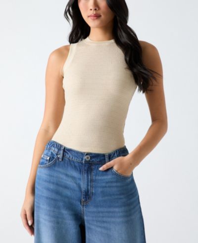 GUESS Women's Francine Sleeveless Crew Neck Top