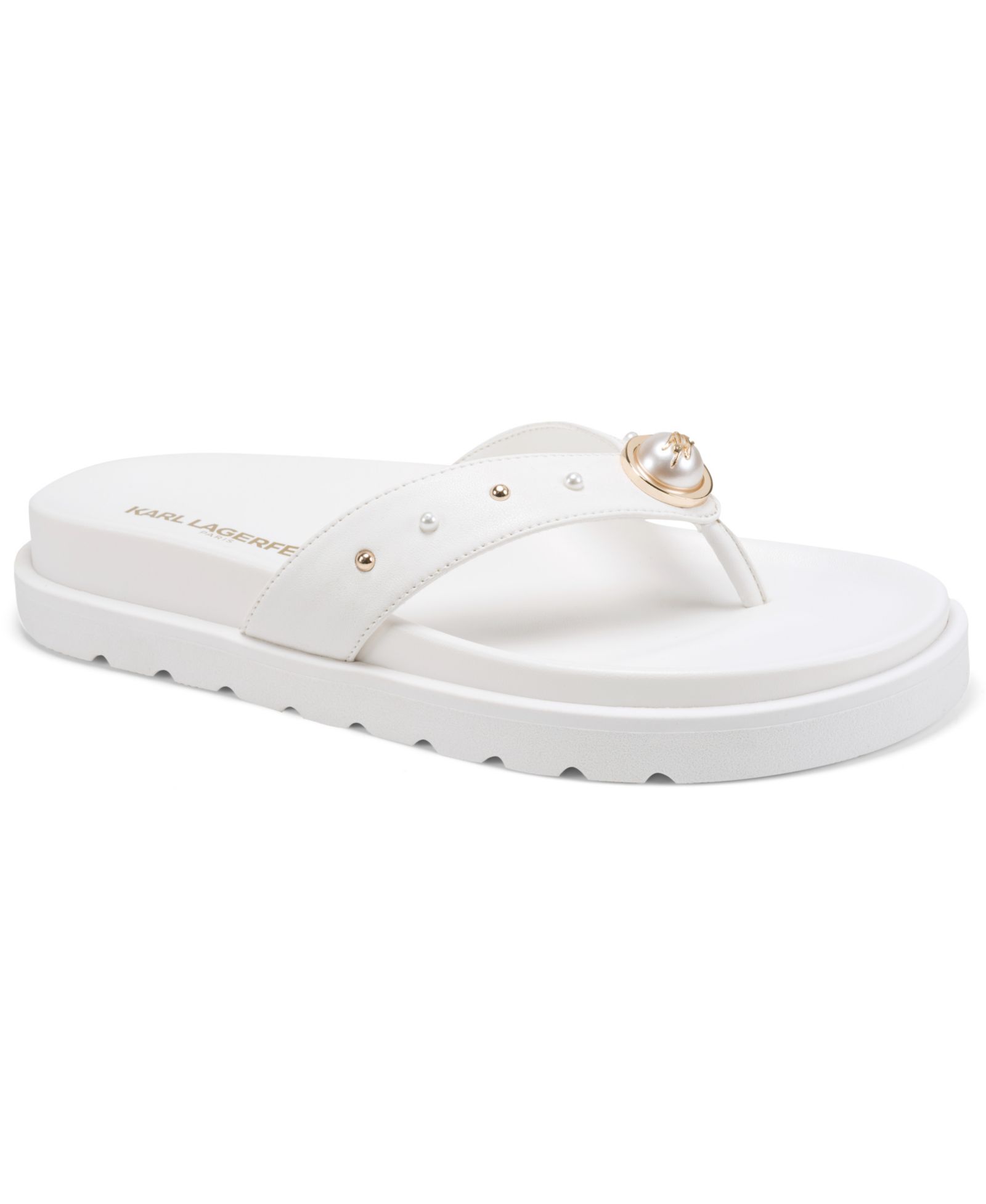 KARL LAGERFELD PARIS Women's Hayze Pearl Flip Flop Sandals
