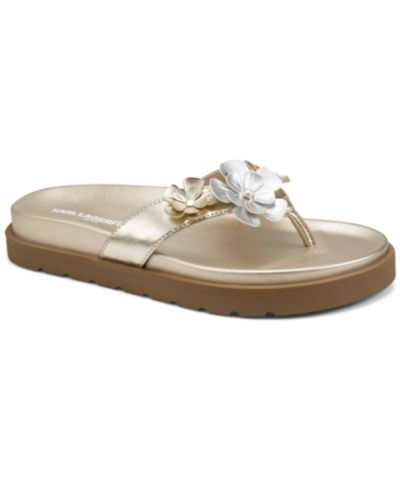 KARL LAGERFELD PARIS Women's Hayze Fleur Flip Flop Sandals