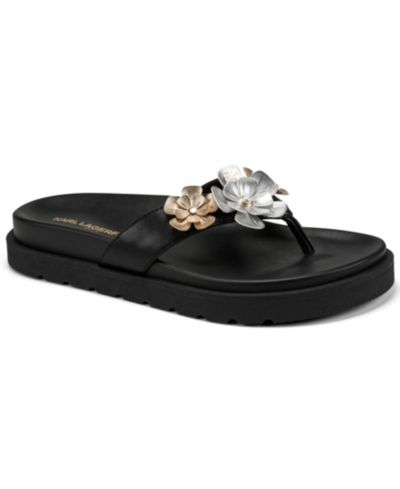 KARL LAGERFELD PARIS Women's Hayze Fleur Flip Flop Sandals