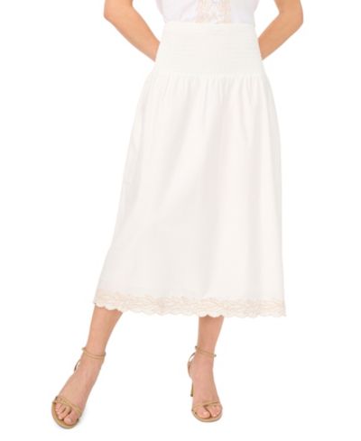 Женская миди-юбка CeCe Smocked-Waist Embroidered A-Line