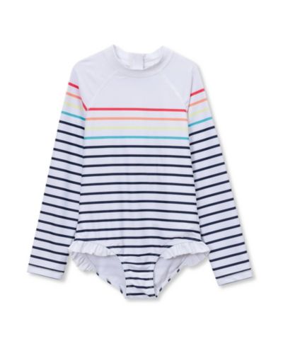 Lands' End Girls Child Chlorine Resistant Long Sleeve Ruffle One Piece Swimsuit