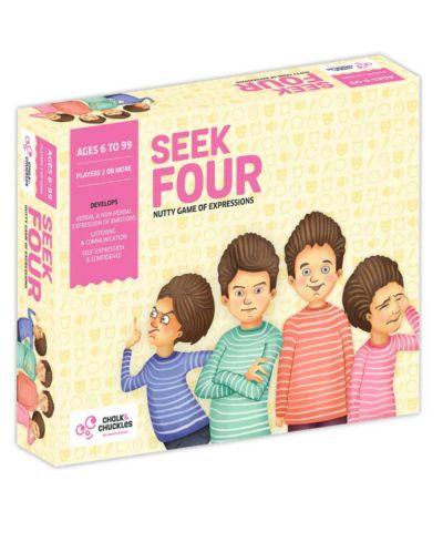 Chalk & Chuckles Seek Four Family Card Board Game, Ages 6+