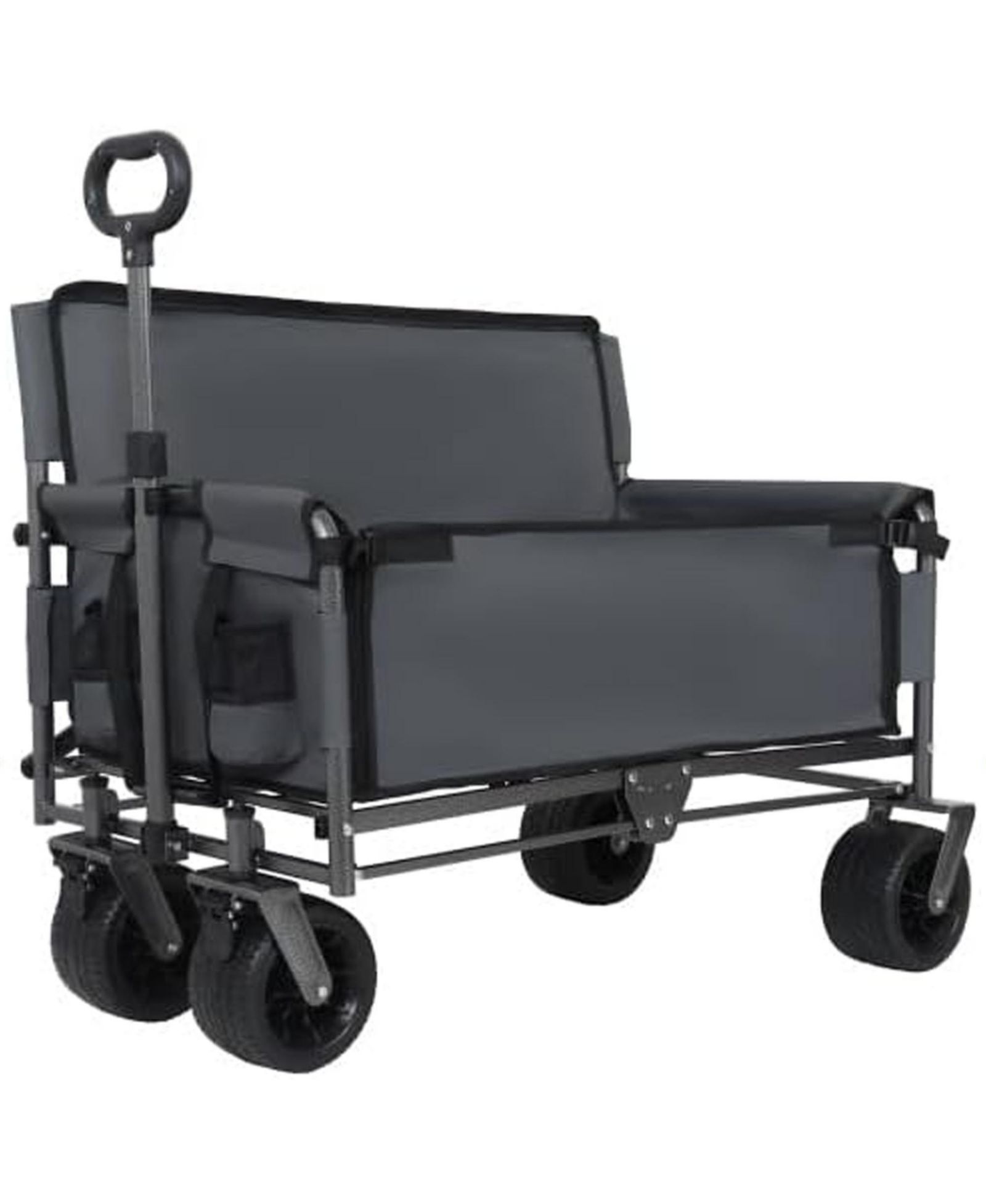 Складная тележка RAINSKEN Convertible Folding Wagon Cart Heavy-Duty Utility Wagon with Bench Seat, All-Terrain Wheels and Storage for Camping, Beach, Garden