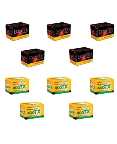 Kodak Ektar 100 & Tri-X 400 ISO 100 & 400 35mm Film, 10-Piece Bundle