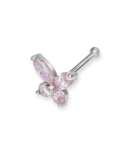 Curata Jewelry Solid 14k Gold 20g Cubic Zirconia Butterfly Nose stud