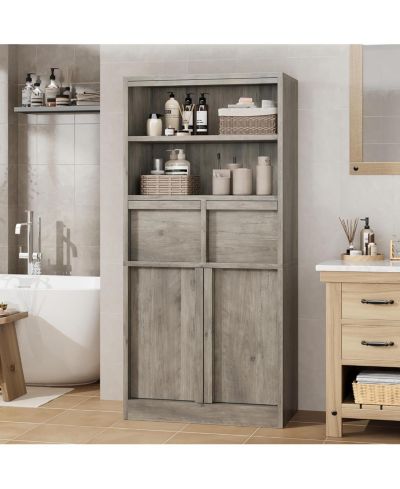 gaomon Tall Freestanding Bathroom Cabinet, 51" H, Doors & 2 Drawers, Organizer for Bathroom, Living Room, Kitchen & Pantry