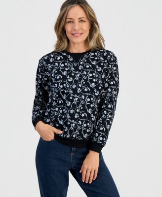 Женская флисовая толстовка Style & Co Petite Floral Crewneck