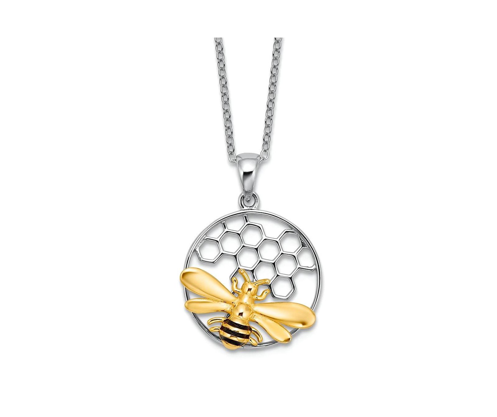 Curata Jewelry Подвеска в виде пчелы в улье, серебро 925 и родирование, 25x18mm