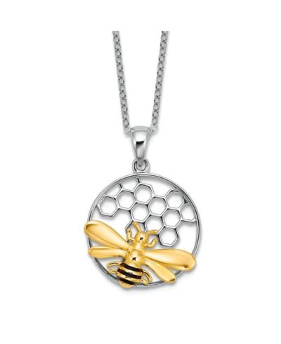 Curata Jewelry Подвеска в виде пчелы в улье, серебро 925 и родирование, 25x18mm