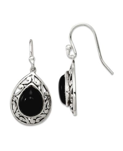 Curata Jewelry серьги-крючки с имитацией оникса, серебро 925