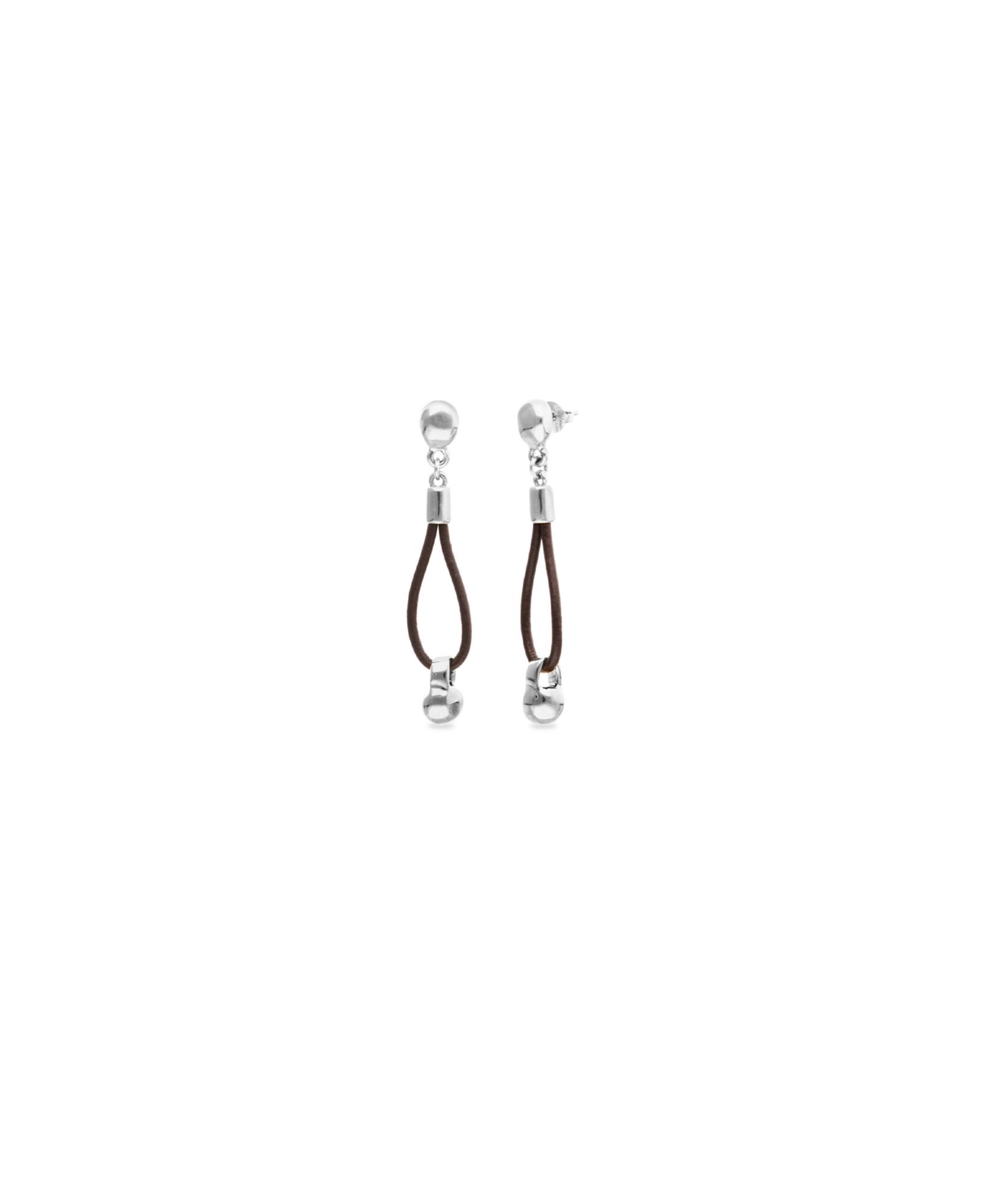 UNOde50 Leather Long Earrings with 18k Gold Plated Ball Detail