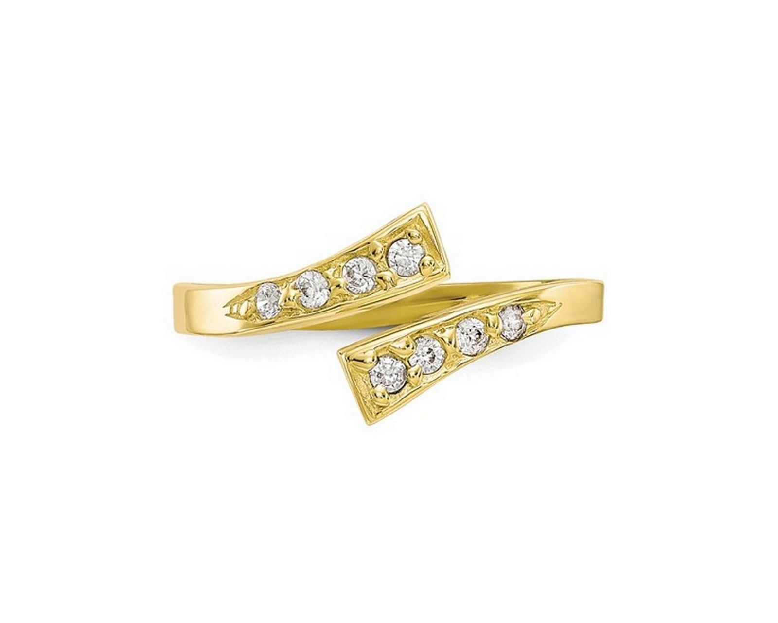 Curata Jewelry Solid 10K Gold Cubic Zirconia Adjustable Bypass Toe Ring