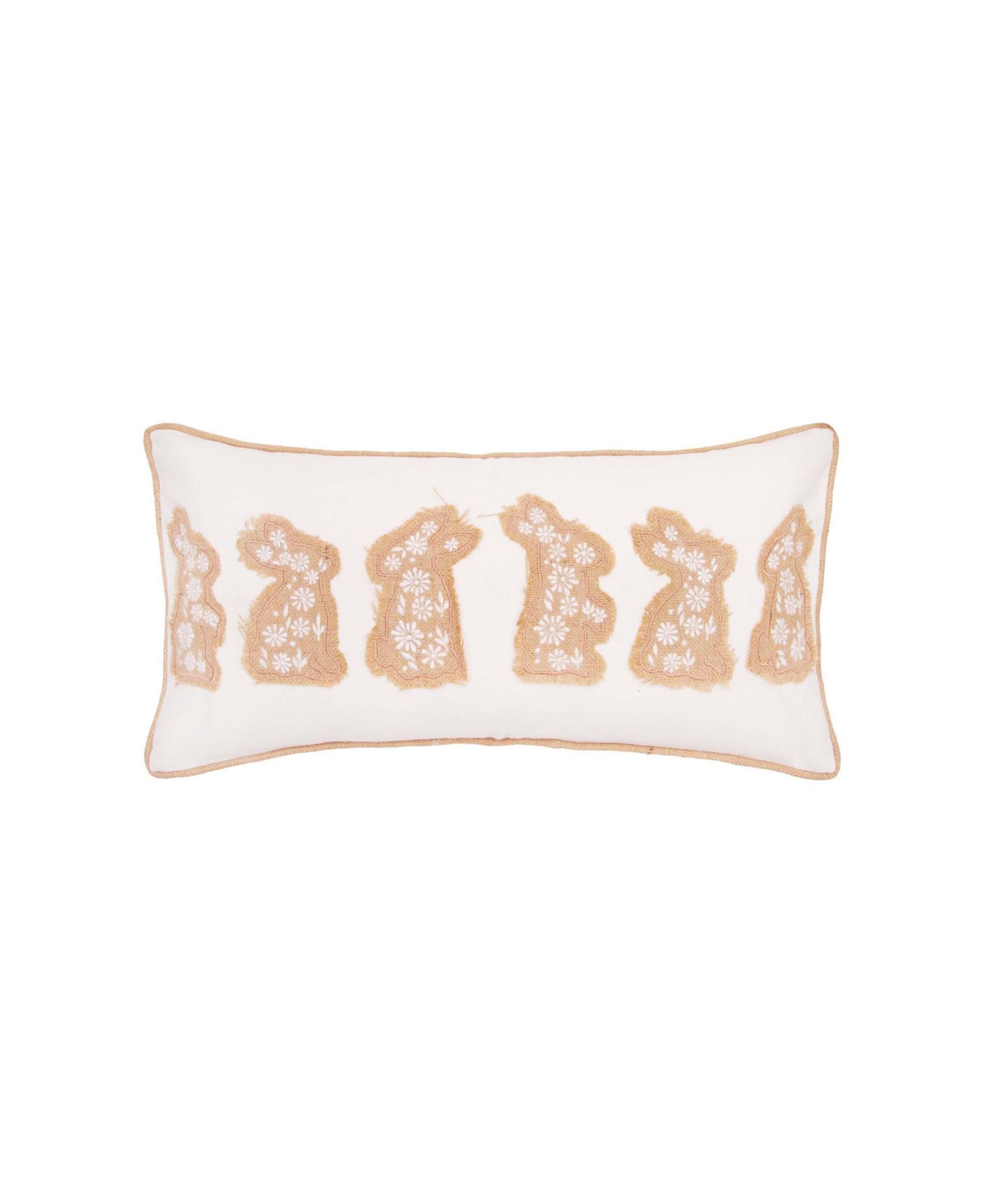 C&F Home Easter Bunnies in a Row Burlap Embroidered Piped декоративная подушка, 12" x 20"