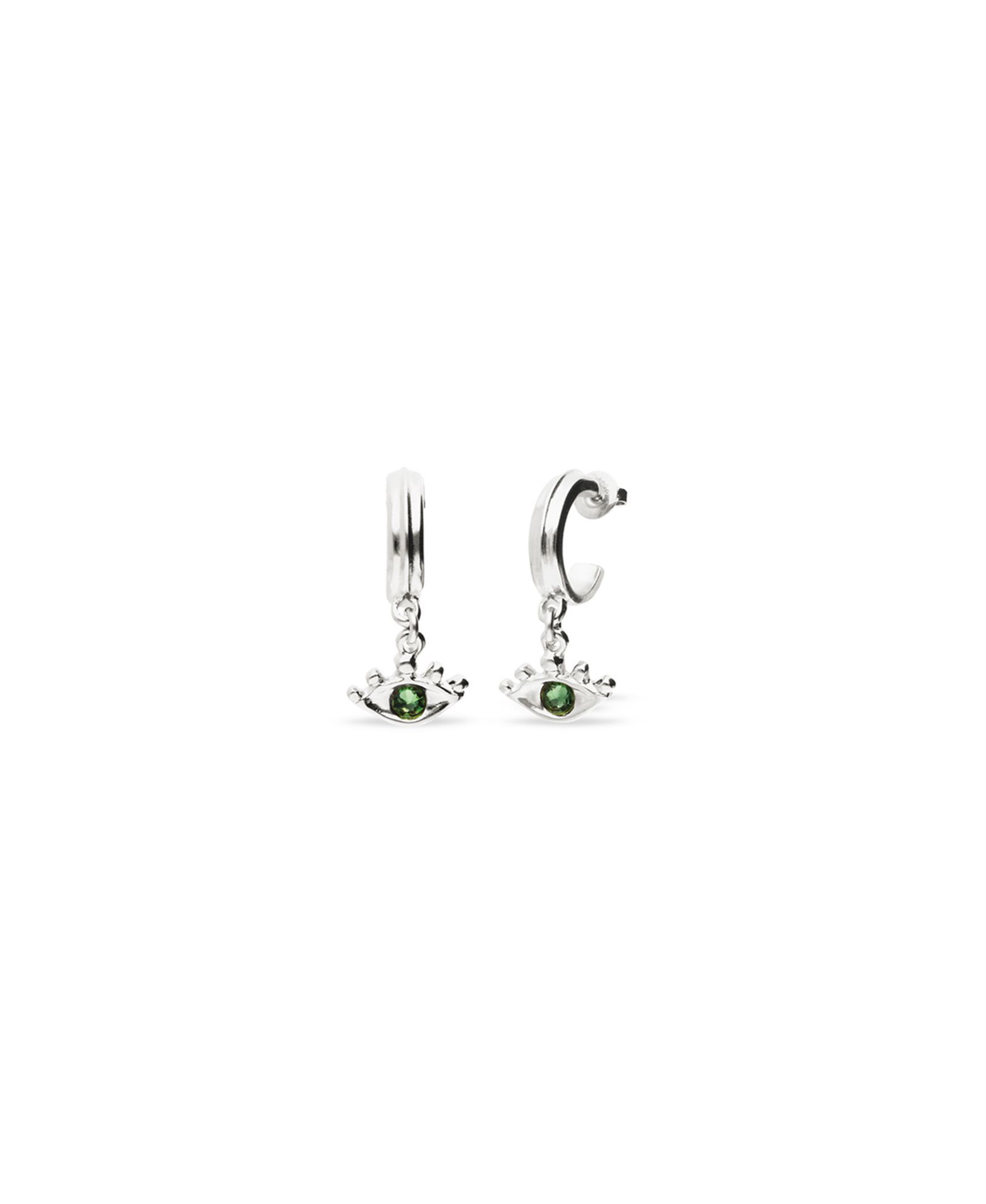 Серьги-кольца UNOde50 Green Faceted Crystal and Eye