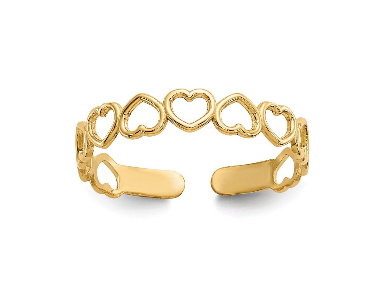 Кольцо на палец с открытыми сердцами Curata Jewelry, золото 10k, регулируемое