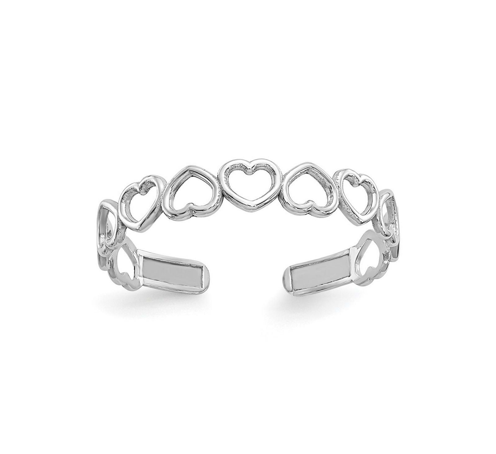 Curata Jewelry Solid 10k Gold Alternating Open Hearts Adjustable Toe Ring