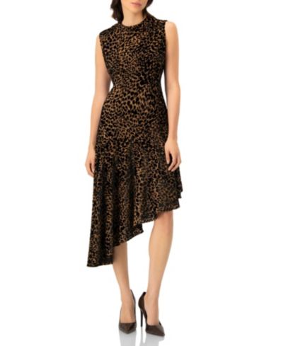 Ivonne Women's Asymmetric Animal Print Dress