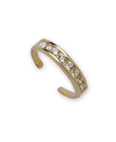 Curata Jewelry Solid 10K Adjustable Channel-Set Cubic Zirconia toe ring toe ring