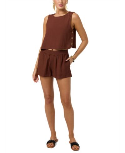 O'Neill Women's Sanders Smocked Waistband Pull-On Shorts