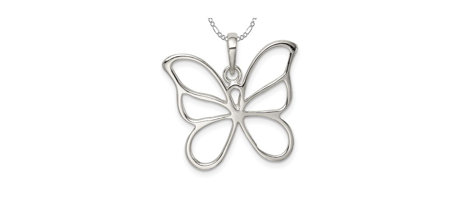 Curata Jewelry 925 Sterling Silver 18 Inch Polished Open Butterfly Angel Wings Necklace 26x23mm Pendant Necklace