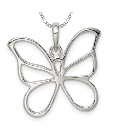 Ожерелье Curata Jewelry из стерлингового серебра 925 с кулоном в виде крыльев ангела 26x23mm