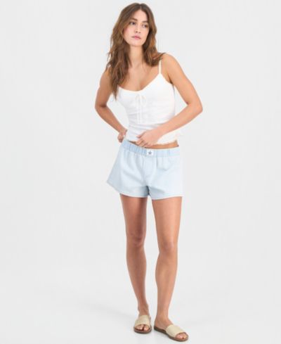 Vanilla Star Juniors' Denim Beachy Pull-On Shorts