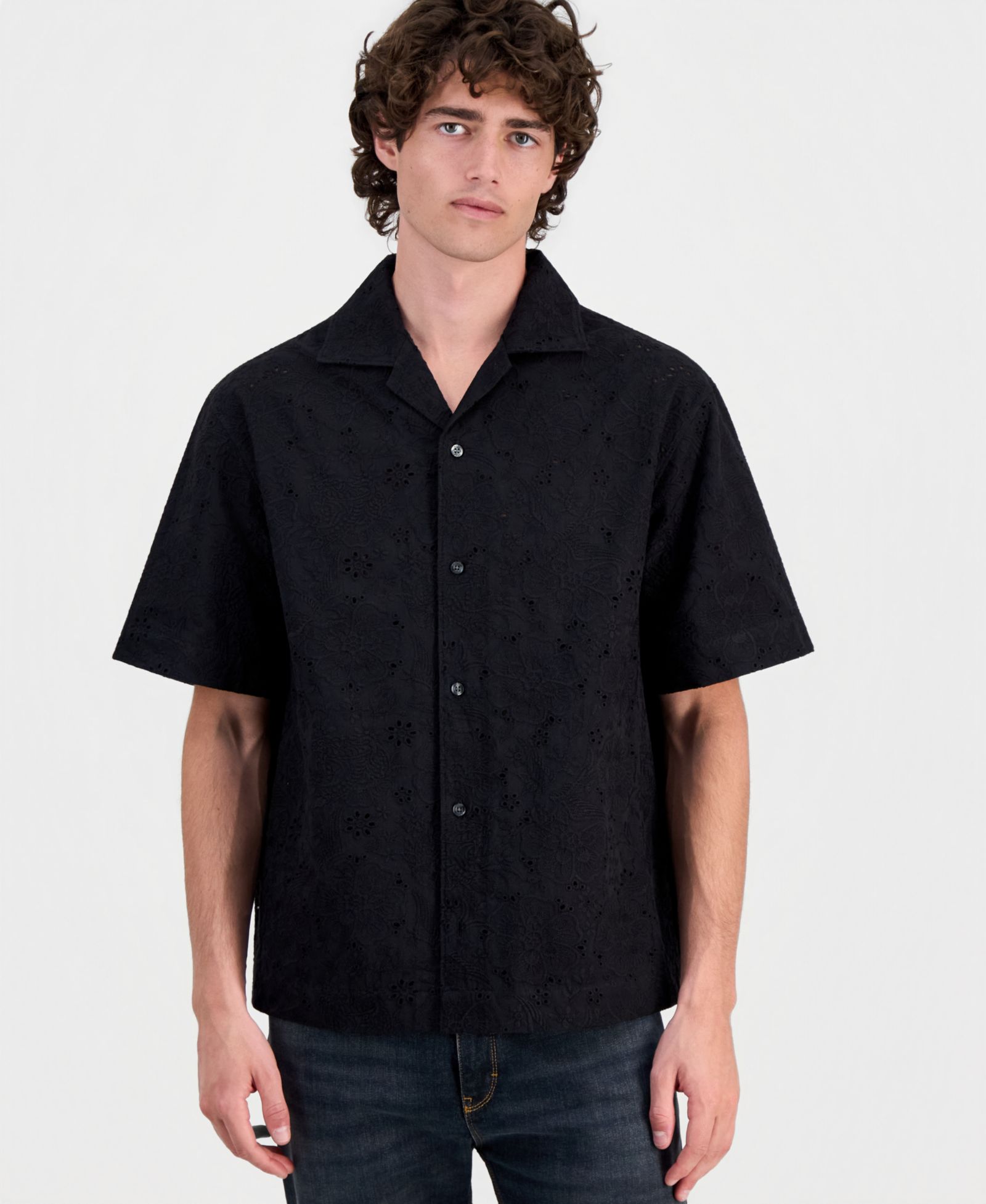 HUGO by Hugo Boss Men's Espino Embroidered Short-Sleeve Shirt