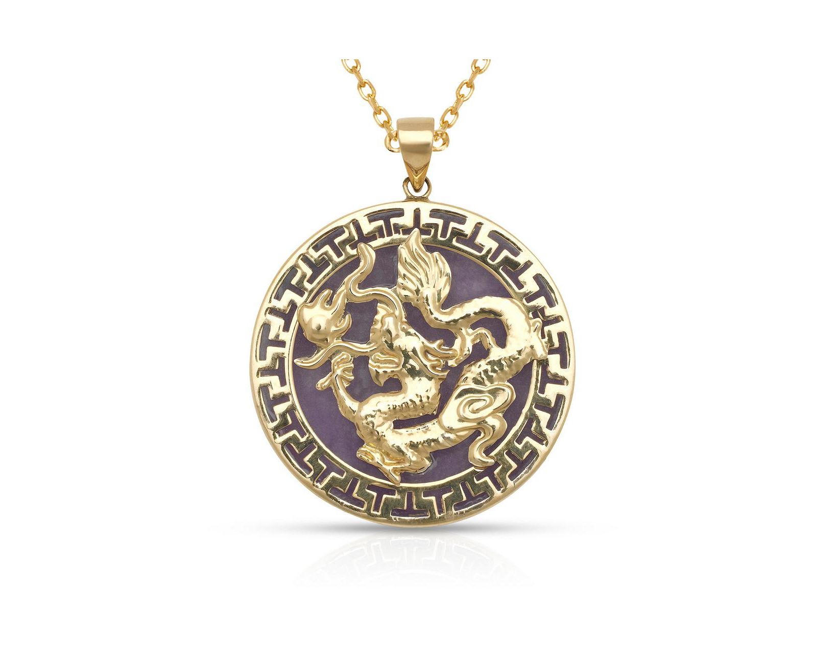Ожерелье с кулоном Curata Jewelry в виде греческого ключа с ониксом и окрашенным нефритом, золото 14K
