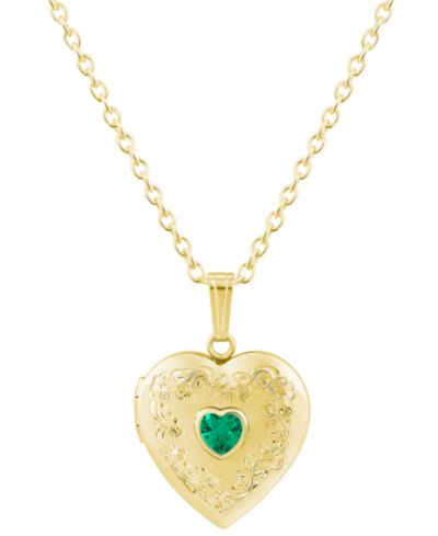 Подвеска-медальон Emerald (3/8 ct. t.w.) в 14k Yellow Gold-Plated Sterling Silver