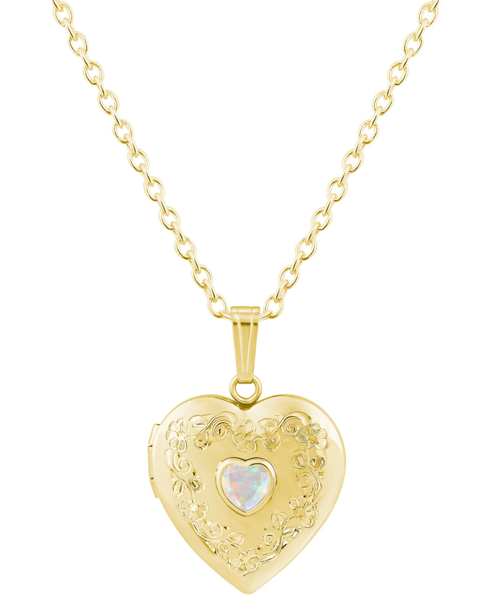 Подвеска-медальон Emerald (3/8 ct. t.w.) в 14k Yellow Gold-Plated Sterling Silver