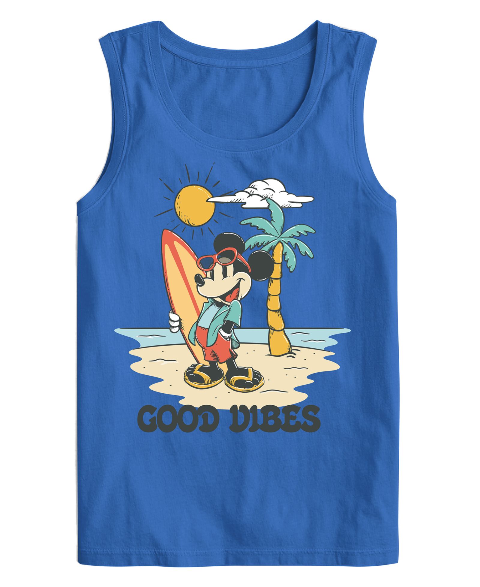 Мужской топ Hybrid Apparel Mickey Good Vibes Palm Tree Sleeveless Graphic