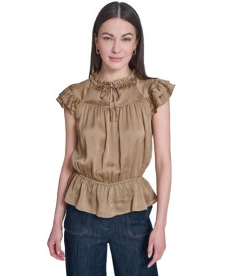 Tommy Hilfiger Женский топ с воланами и круглым вырезом Peplum