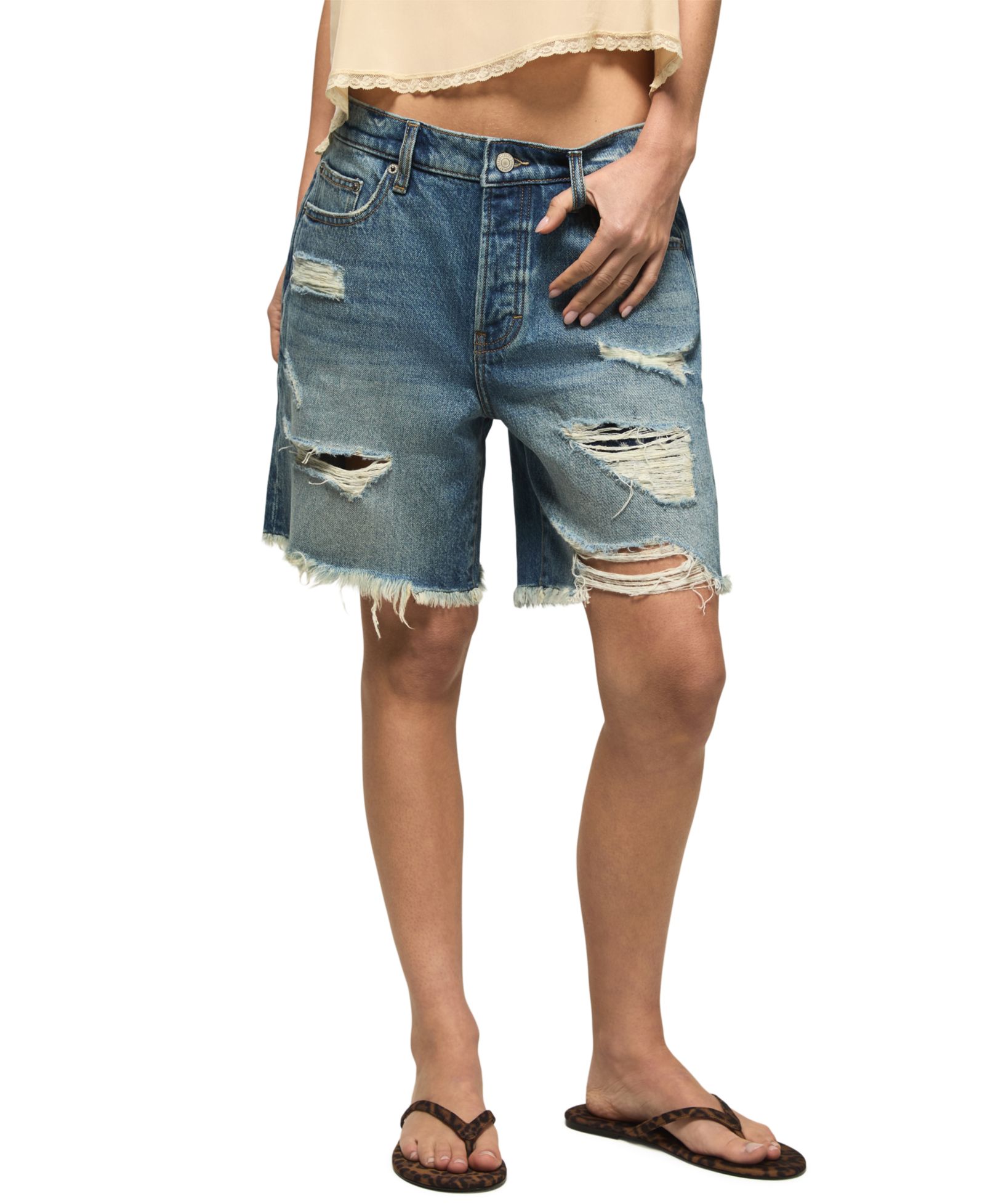 Lucky Brand Женские хлопковые шорты Baggy Classic High-Rise
