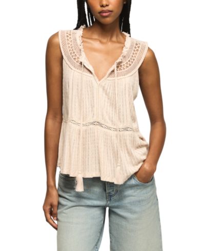 Топ Lucky Brand Women's Peplum Lace Trimmed Sleeveless