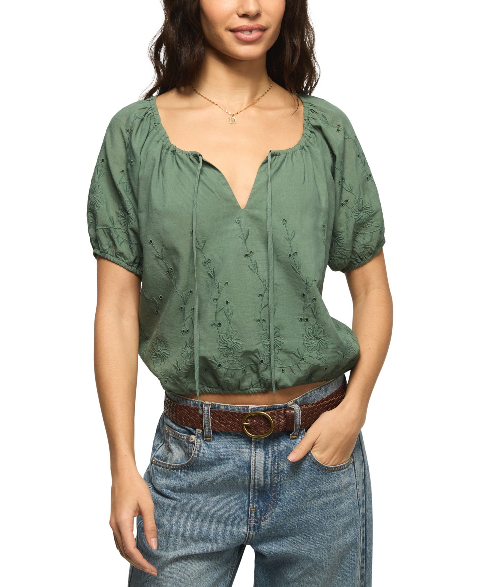 Lucky Brand Женский топ Bubble Short-Sleeve