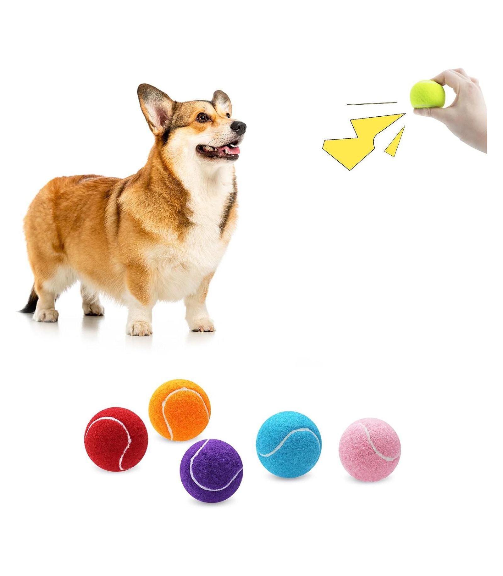 Magicorange Pack of 6 Dog Tennis Balls 2 Inch Small Size Colorful Pet Playing Balls with Mesh Bag for Easy Transport and Launcher Compatibility