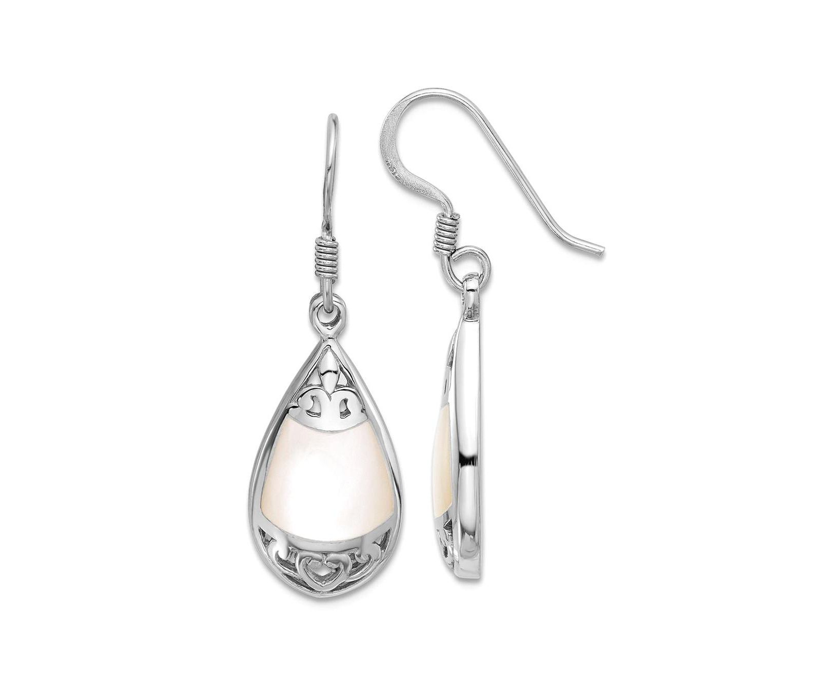 Curata Jewelry серьги с жемчугом и серебром 925 Sterling Silver, филигрань, 33x11mm